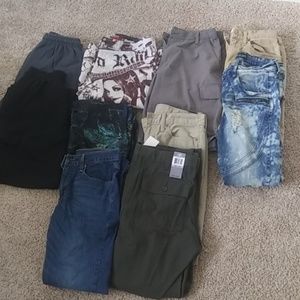 Sweats, pants, pair shorts, bordshorts,